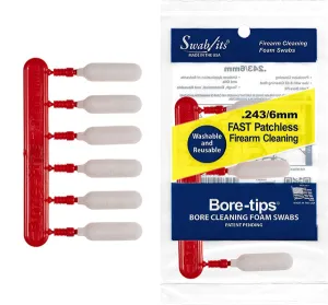 (12 Bag Case) .243cal/6mm Gun Cleaning Bore-tips® by Swab-its®: Barrel Cleaning Swabs: 41-2431-12CS