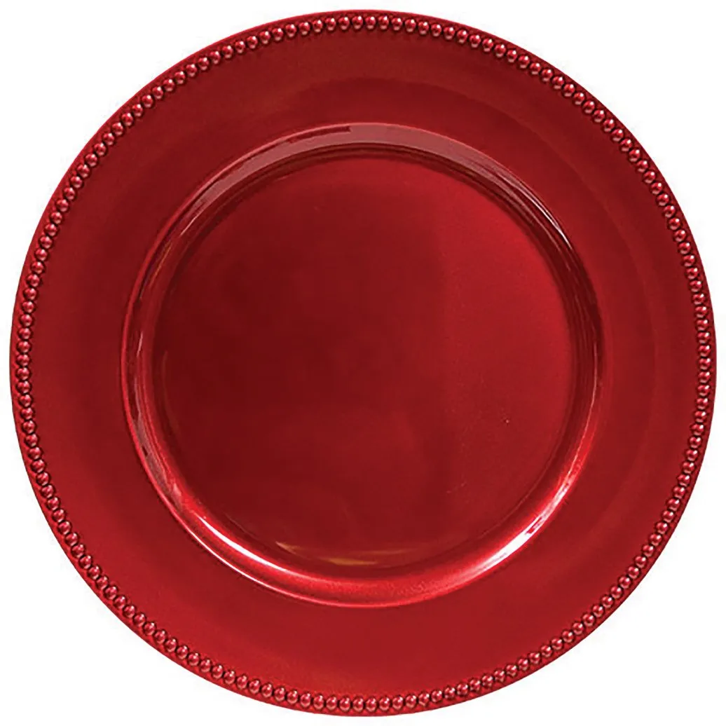13" Vintage Beaded Charger Plate (Black) BEA6
