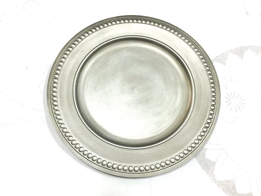 13" Vintage Beaded Charger Plate (Black) BEA6