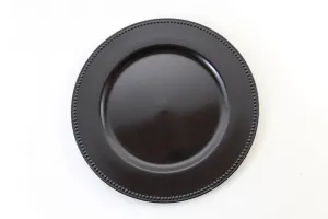 13" Vintage Beaded Charger Plate (Black) BEA6