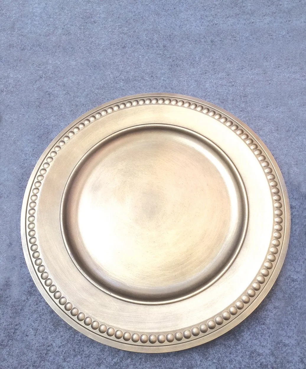 13" Vintage Beaded Charger Plate (Black) BEA6