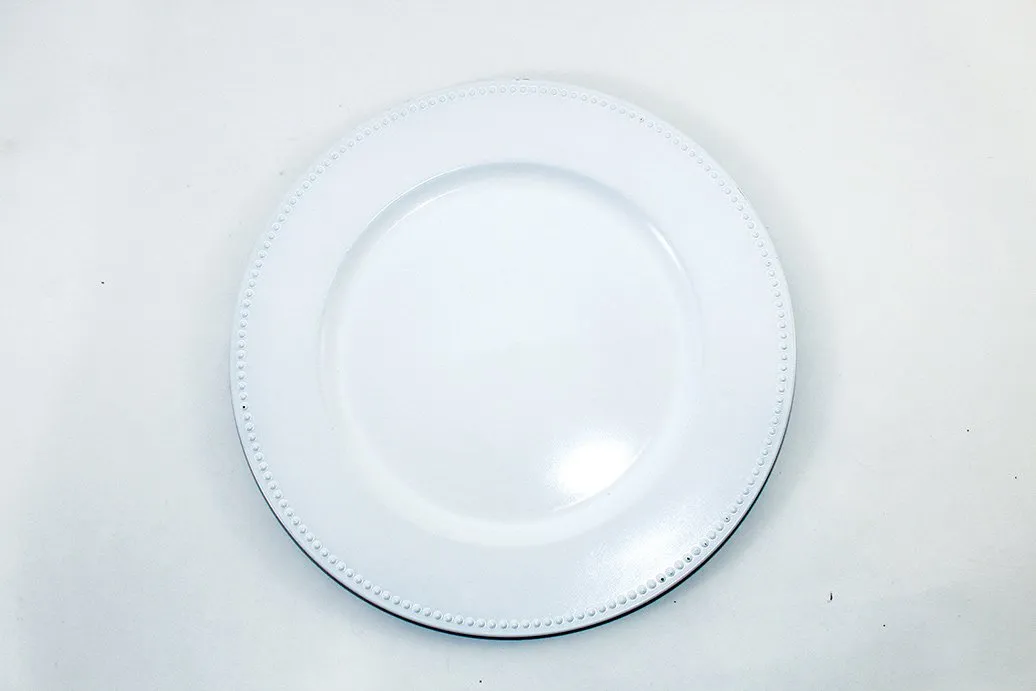 13" Vintage Beaded Charger Plate (Black) BEA6