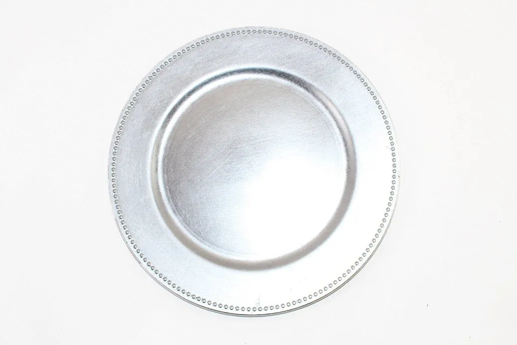 13" Vintage Beaded Charger Plate (Black) BEA6