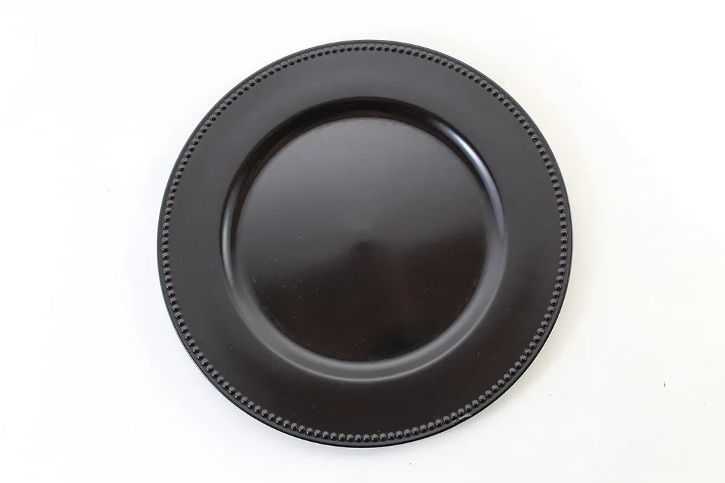 13" Vintage Beaded Charger Plate (Black) BEA6