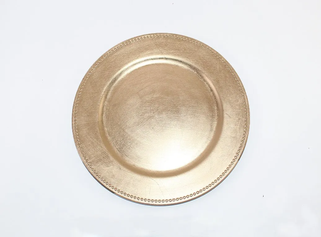 13" Vintage Beaded Charger Plate (Black) BEA6