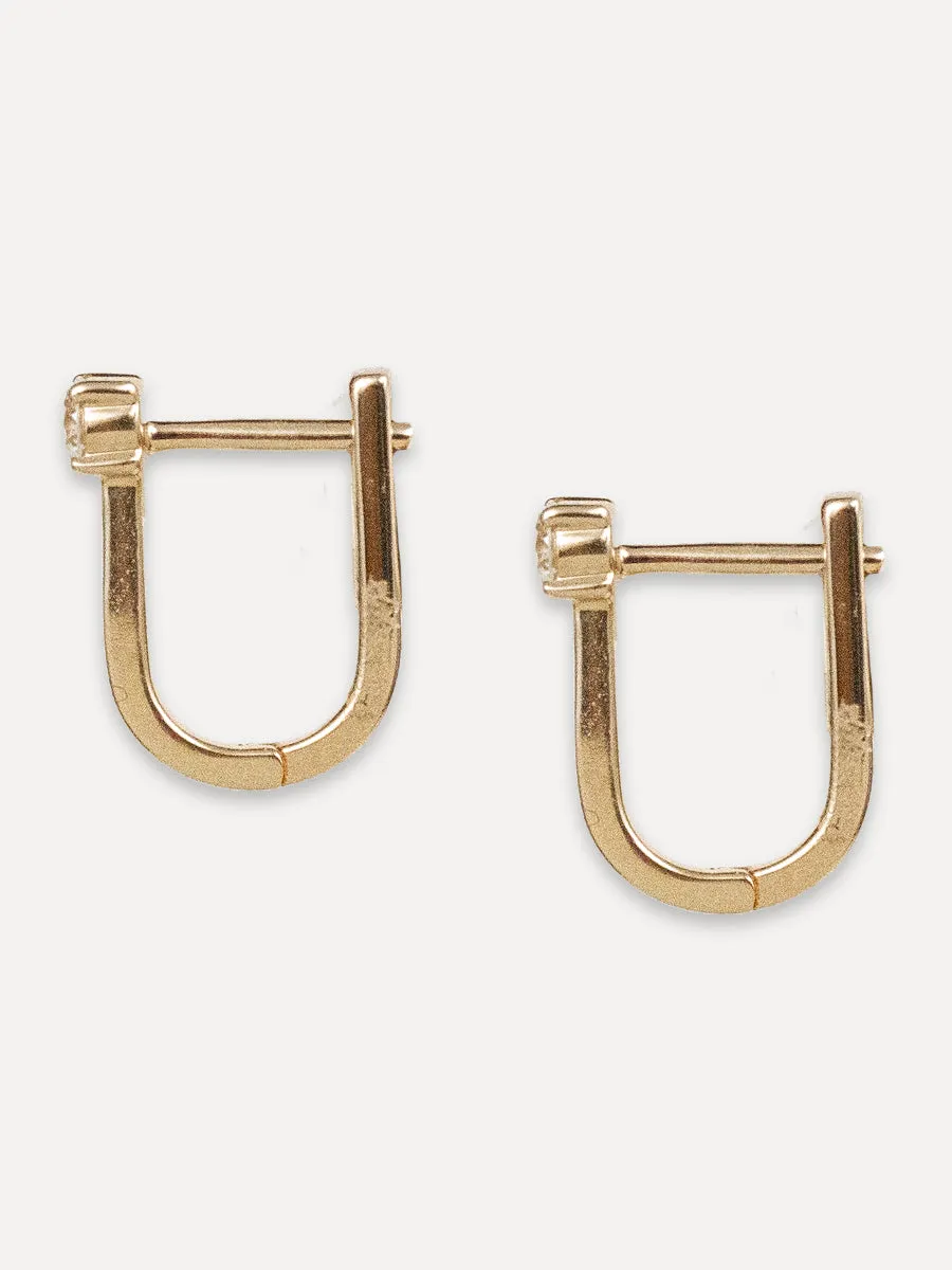 14K Diamond Modern Huggie Hoops