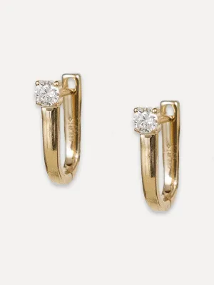 14K Diamond Modern Huggie Hoops
