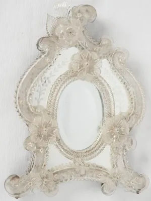 1940s superb floral glass Venetian mirror - Small 17¼" x 13½"