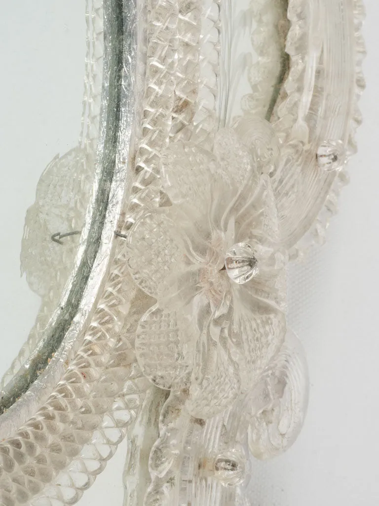 1940s superb floral glass Venetian mirror - Small 17¼" x 13½"