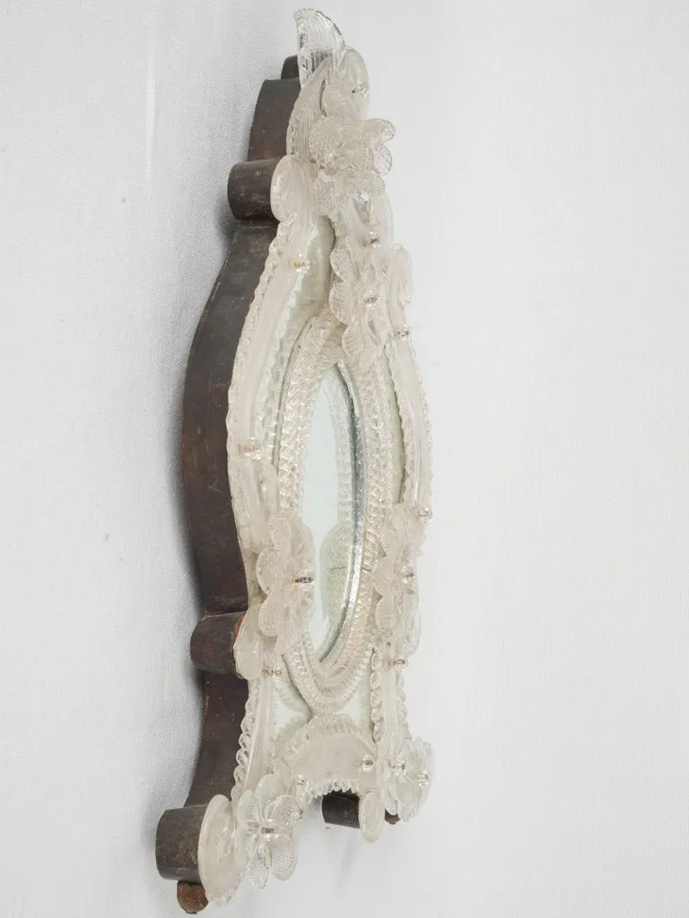 1940s superb floral glass Venetian mirror - Small 17¼" x 13½"