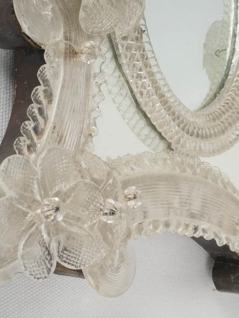 1940s superb floral glass Venetian mirror - Small 17¼" x 13½"
