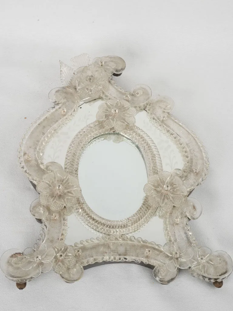 1940s superb floral glass Venetian mirror - Small 17¼" x 13½"