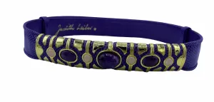 1980's Judith Leiber Purple Lizard Belt w/Amethyst & Rose Quartz
