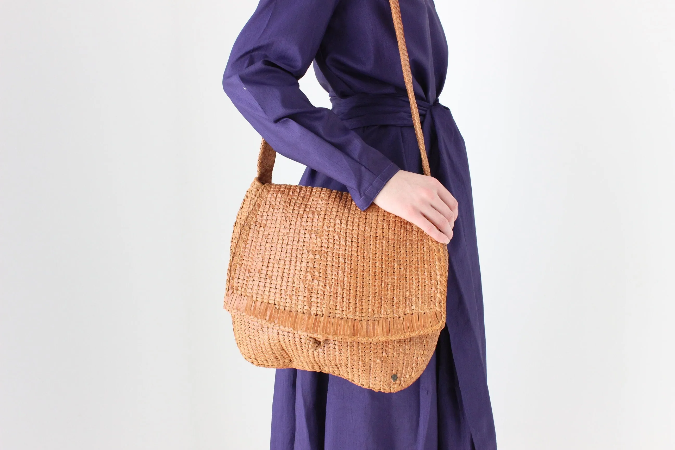 2000s Helen Kaminski Handcrafted Woven Leather Bag