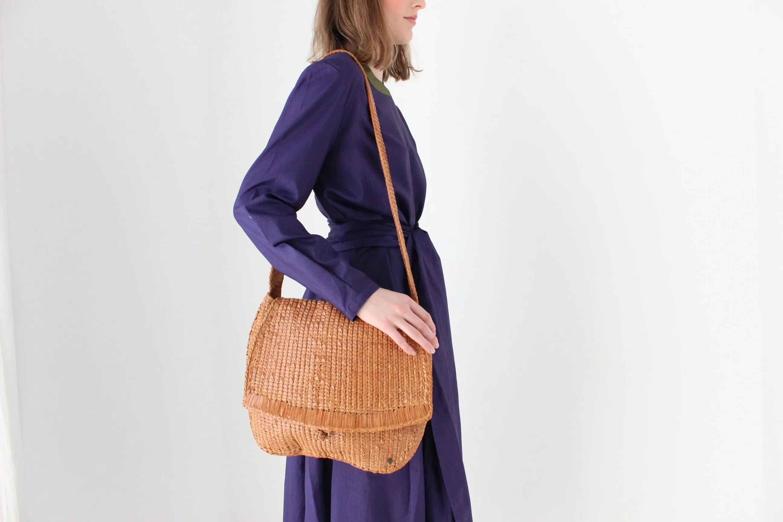 2000s Helen Kaminski Handcrafted Woven Leather Bag