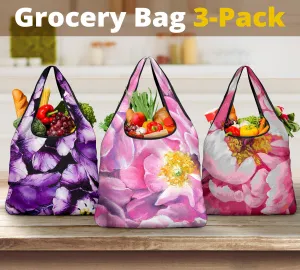 3 Floral Grocery Bags