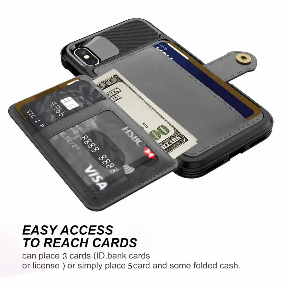 360 Protection Magnetic Leather Wallet Armor Case for iPhone -iPhone case
