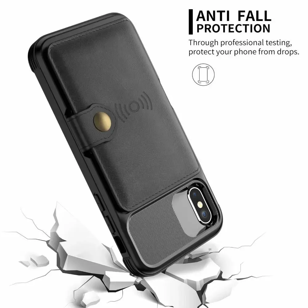 360 Protection Magnetic Leather Wallet Armor Case for iPhone -iPhone case