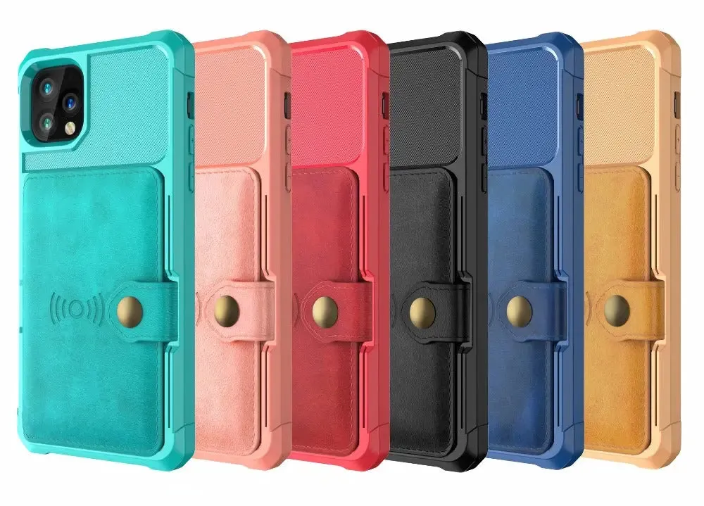 360 Protection Magnetic Leather Wallet Armor Case for iPhone -iPhone case