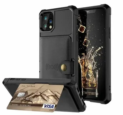 360 Protection Magnetic Leather Wallet Armor Case for iPhone -iPhone case