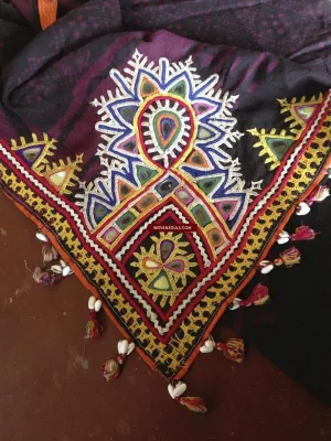 466 Superb Old Kutch SHawl Textile - Rare Square format
