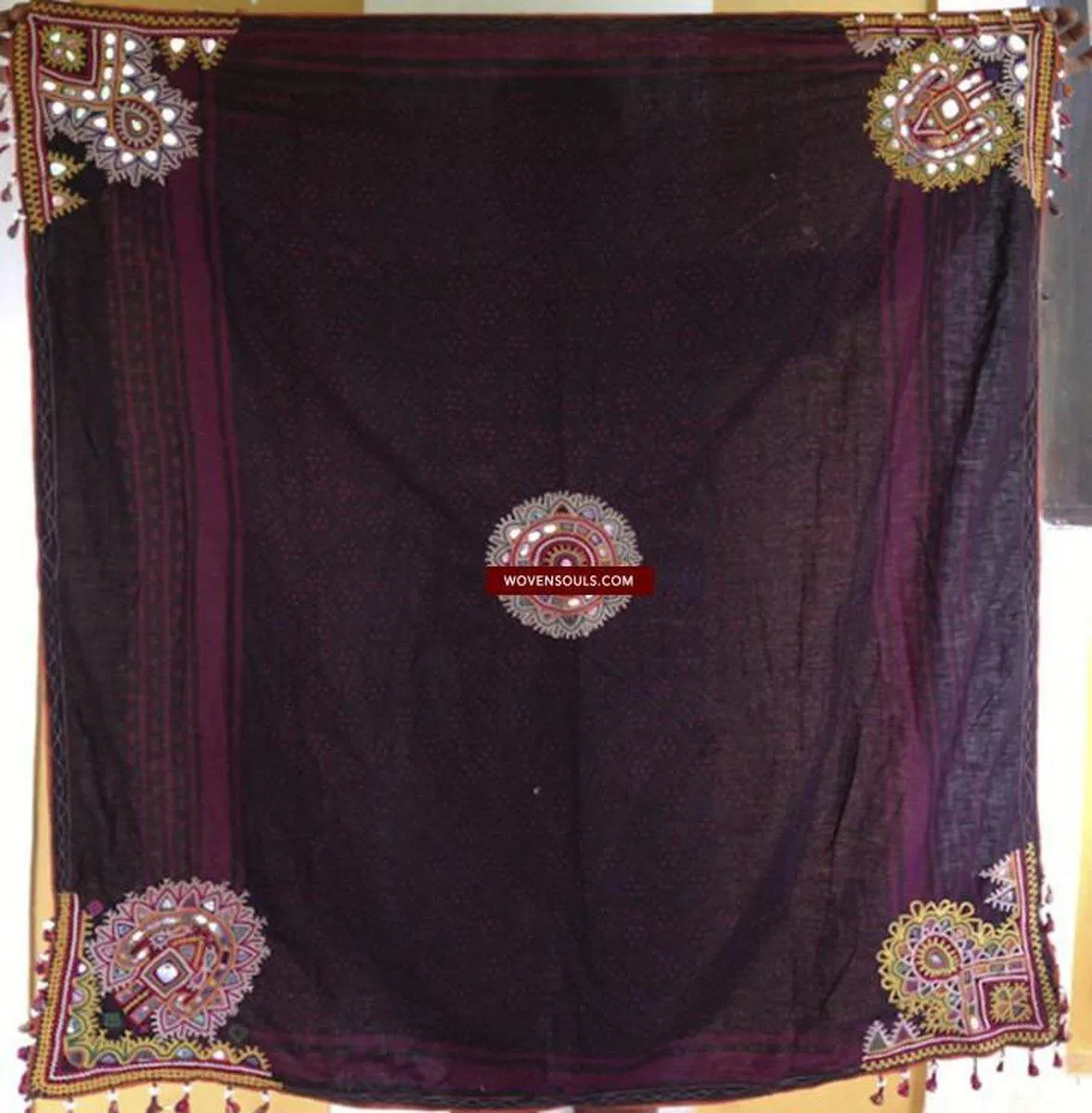 466 Superb Old Kutch SHawl Textile - Rare Square format