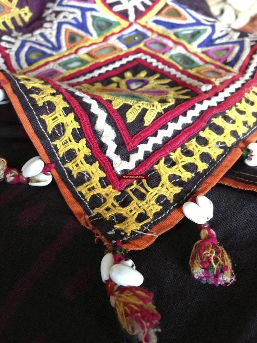 466 Superb Old Kutch SHawl Textile - Rare Square format