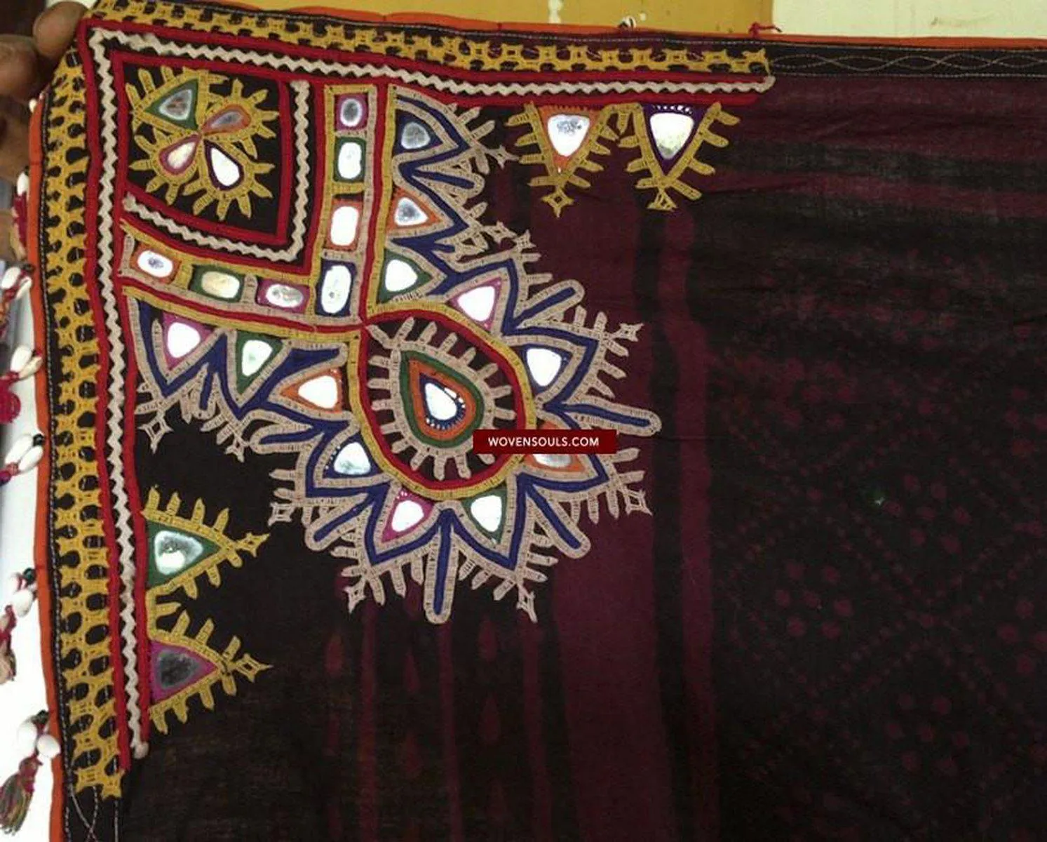 466 Superb Old Kutch SHawl Textile - Rare Square format