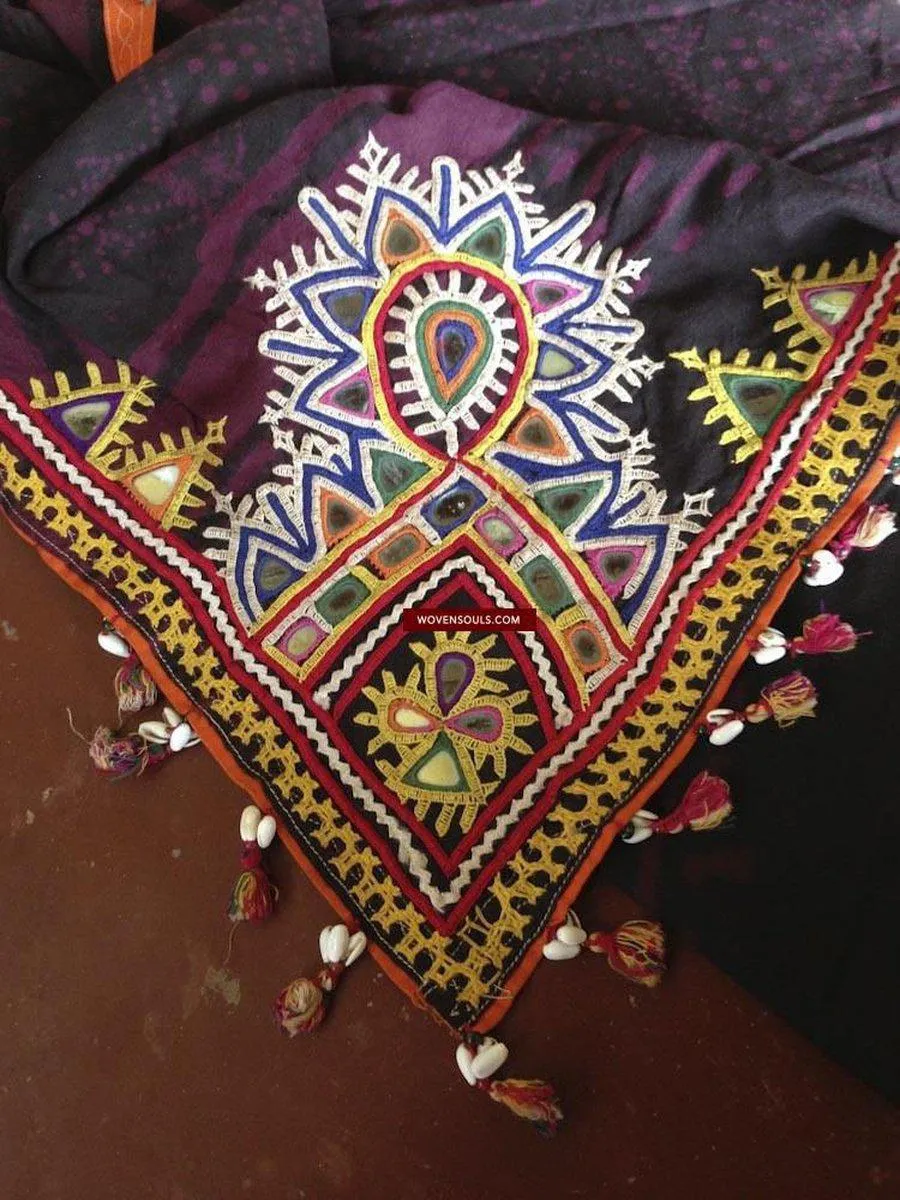 466 Superb Old Kutch SHawl Textile - Rare Square format