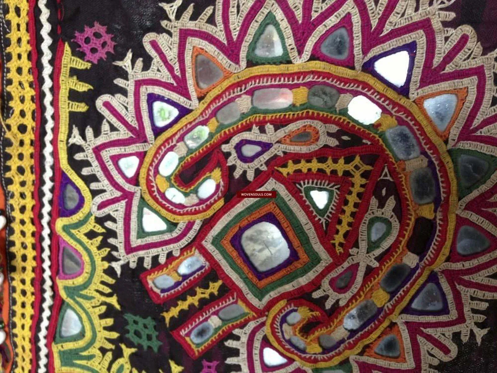 466 Superb Old Kutch SHawl Textile - Rare Square format