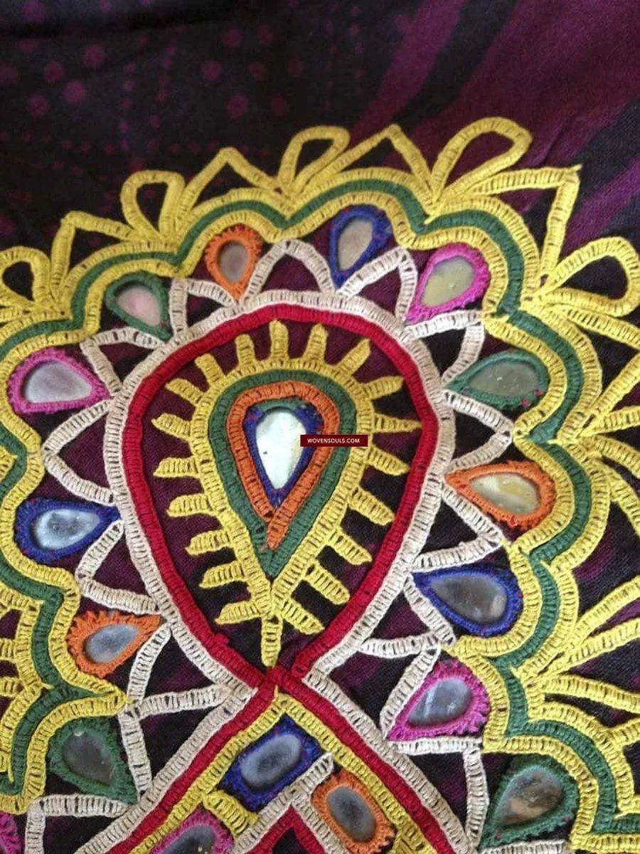 466 Superb Old Kutch SHawl Textile - Rare Square format