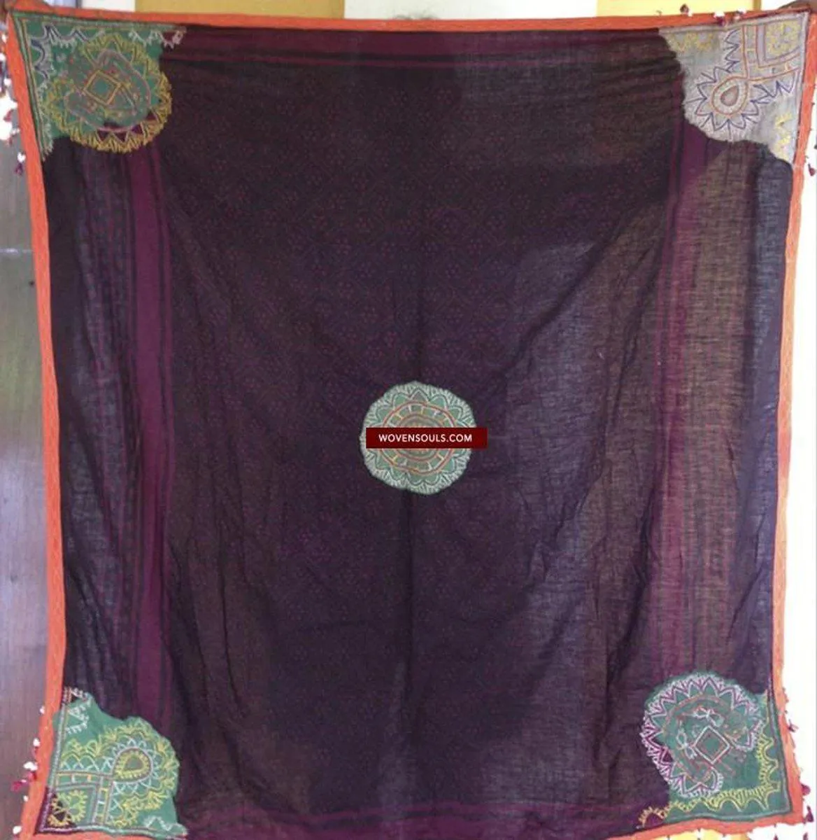 466 Superb Old Kutch SHawl Textile - Rare Square format