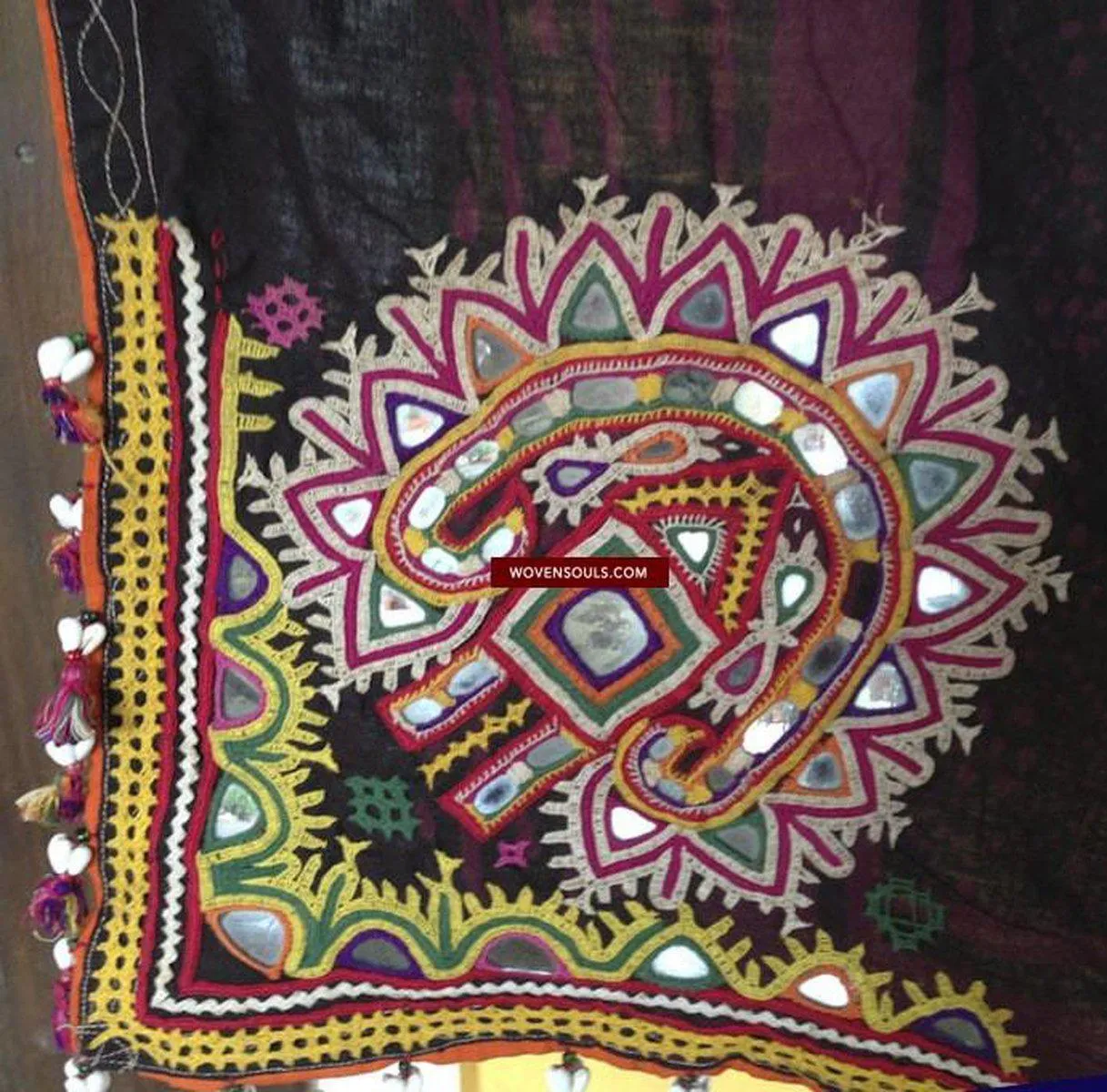466 Superb Old Kutch SHawl Textile - Rare Square format
