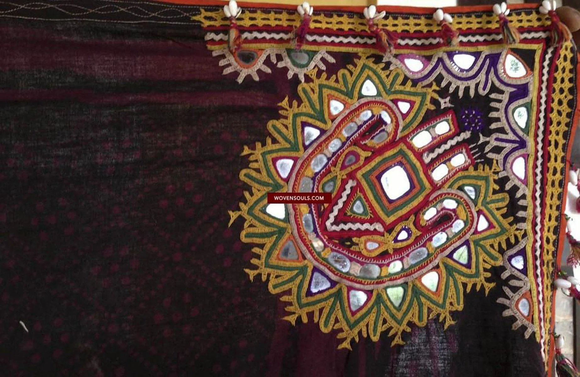 466 Superb Old Kutch SHawl Textile - Rare Square format