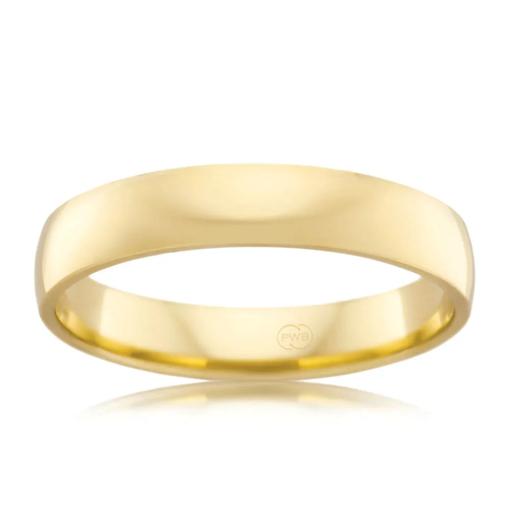 9ct Yellow Gold 4mm Crescent Ring. Size N