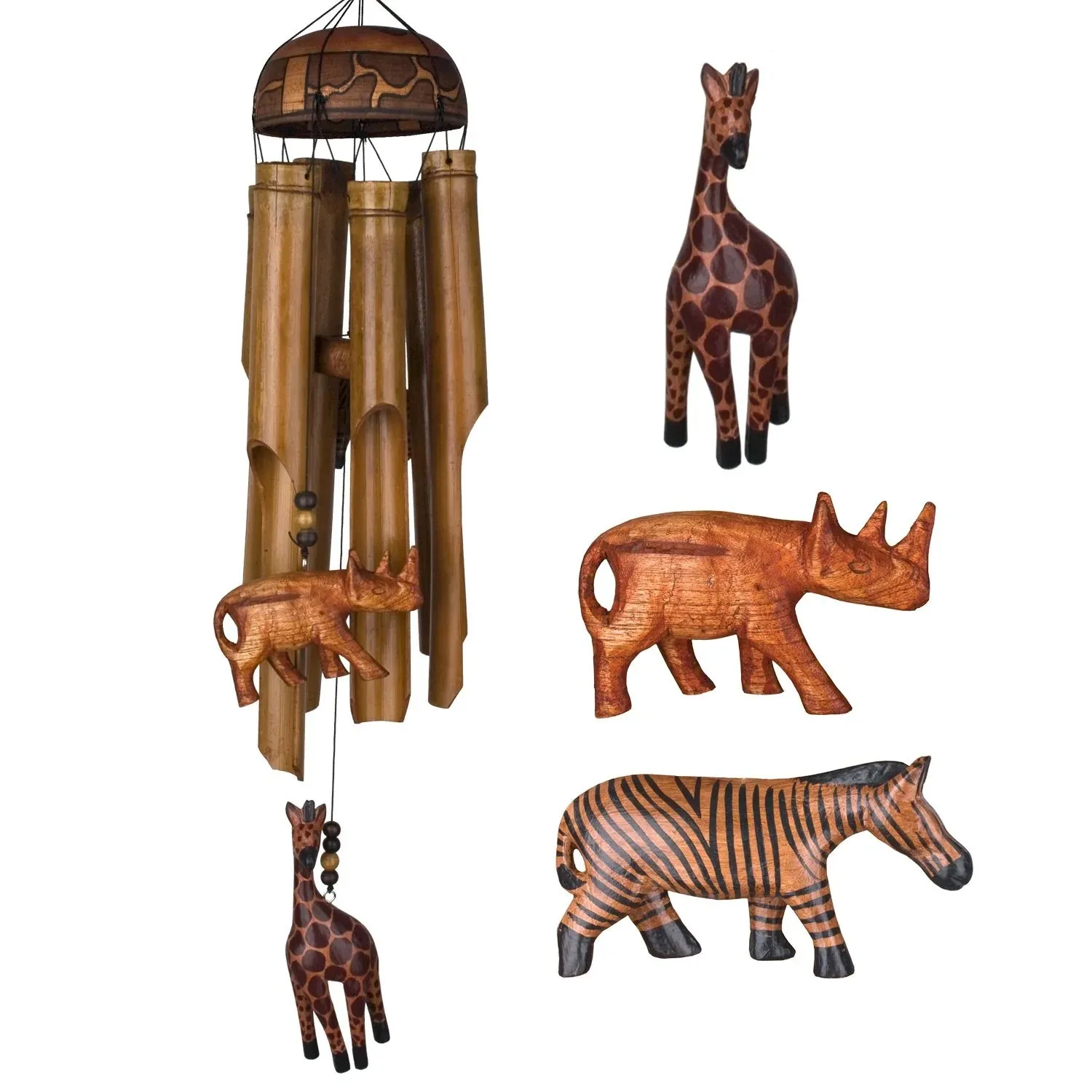 African Trio Bamboo Wind Chime by Woodstock Chimes