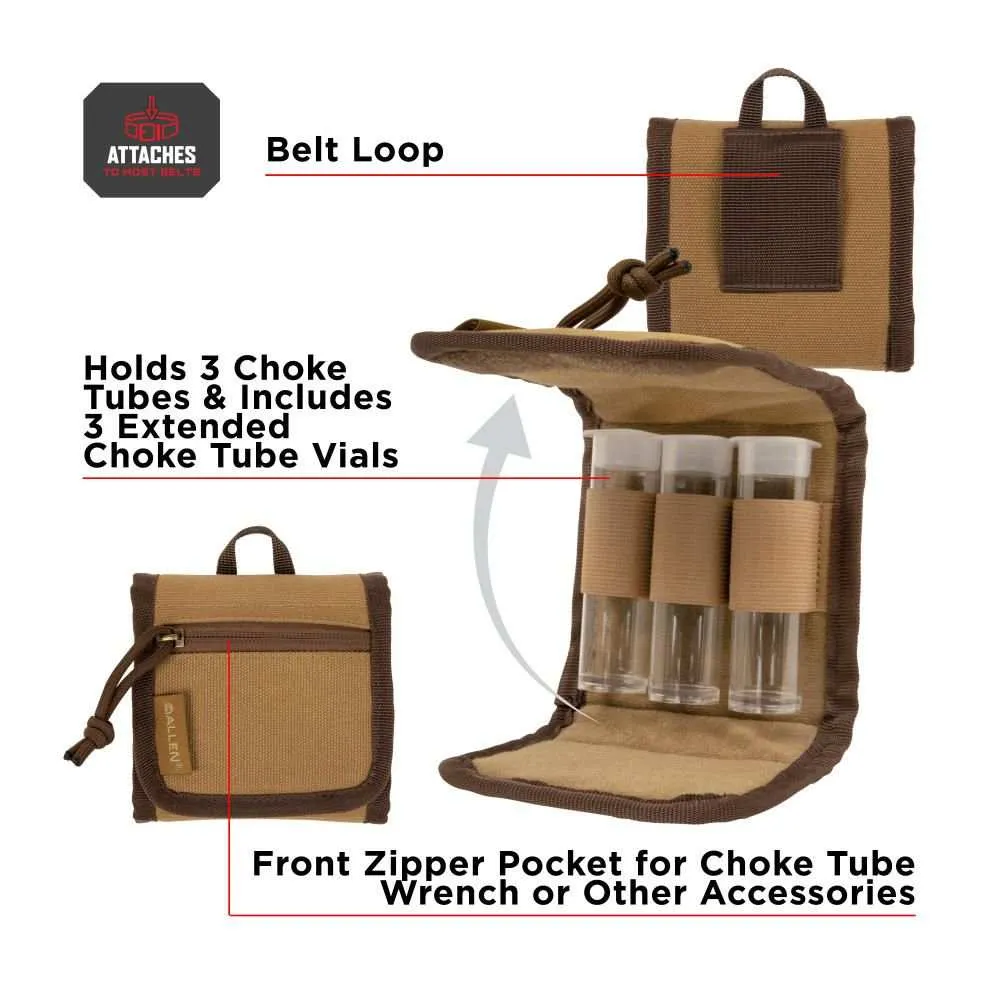 Allen Rival Choke Tube Holder & 3 Extended Vials, Tan