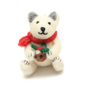 Amica - Polar bear with Christmas pudding - felt decoration