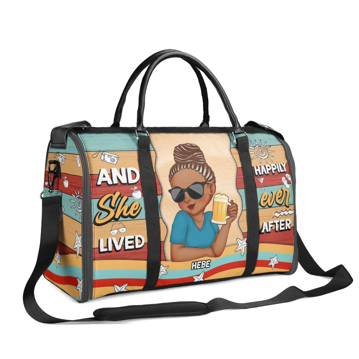 And She Lived Happily Ever After - Personalized Leather Duffle Bag SBDFLN1142L