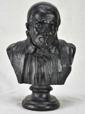 Antique French bust Saint Vincent de Paul - cast iron 12¼"
