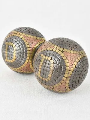 Antique French petanque balls with JD initials 3½"