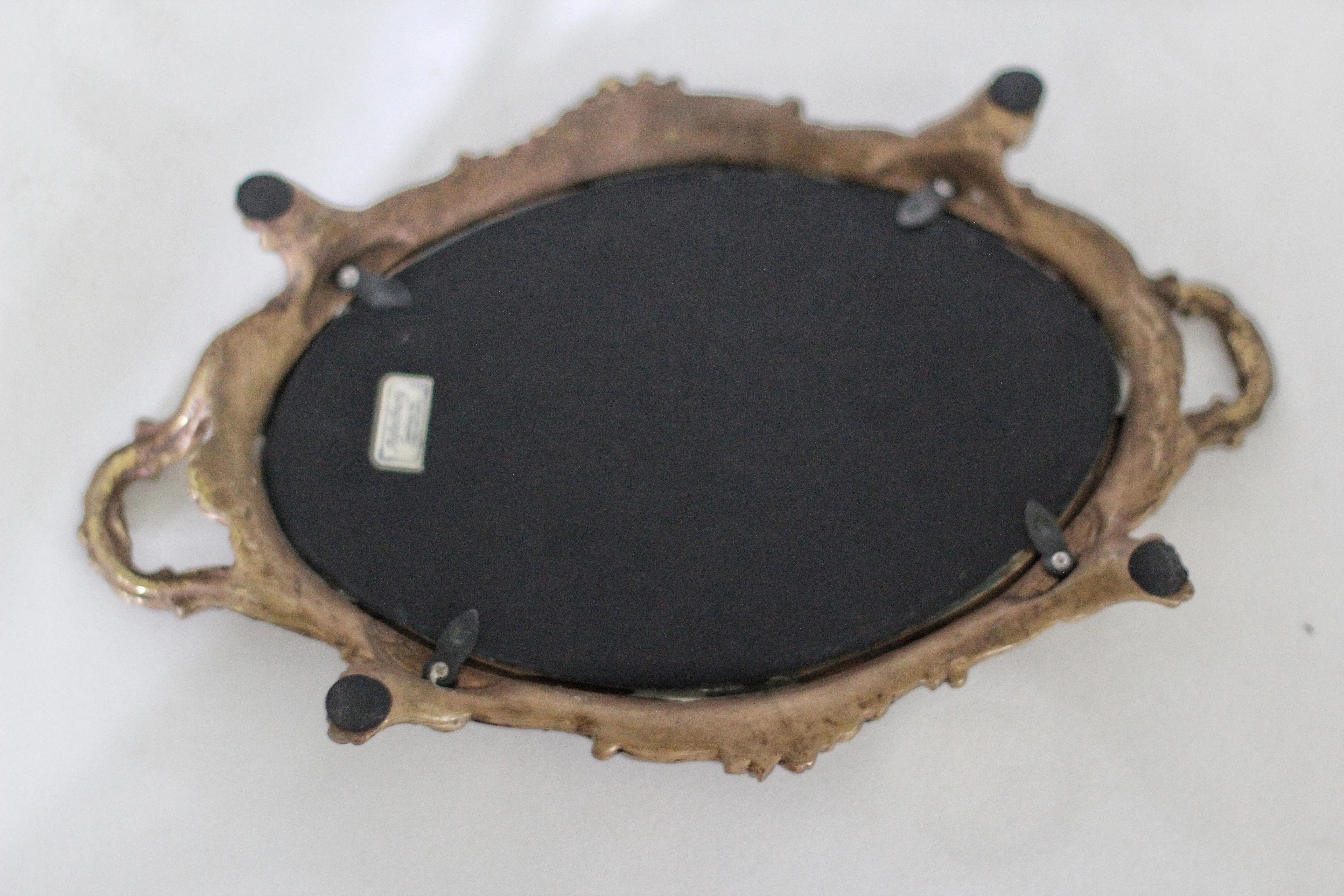 Antique Ornate Bronze Mirror Tray
