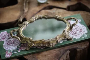 Antique Ornate Bronze Mirror Tray