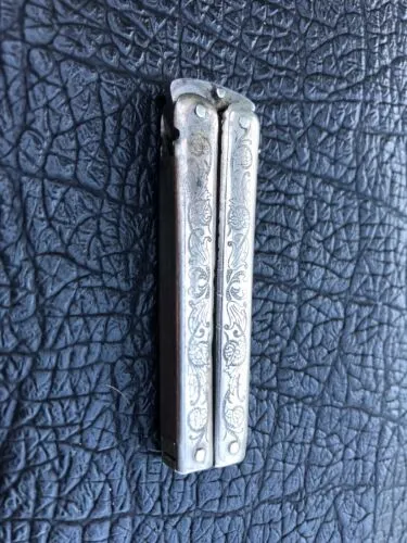 Antique Victorian Ornate Etched Folding Pocket Scissors Bontigen & Sabin Germany