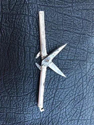 Antique Victorian Ornate Etched Folding Pocket Scissors Bontigen & Sabin Germany