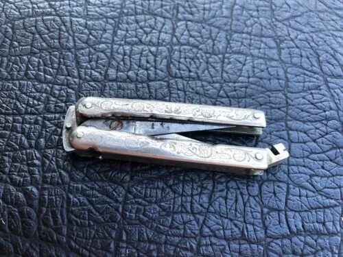 Antique Victorian Ornate Etched Folding Pocket Scissors Bontigen & Sabin Germany
