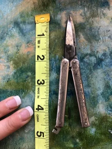 Antique Victorian Ornate Etched Folding Pocket Scissors Bontigen & Sabin Germany