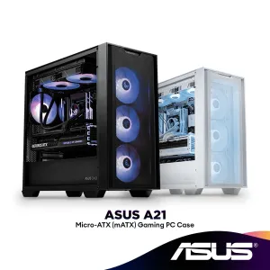 ASUS A21 Tempered Glass Side Panel Micro ATX (mATX) Gaming PC Casing | No Case Fans Included