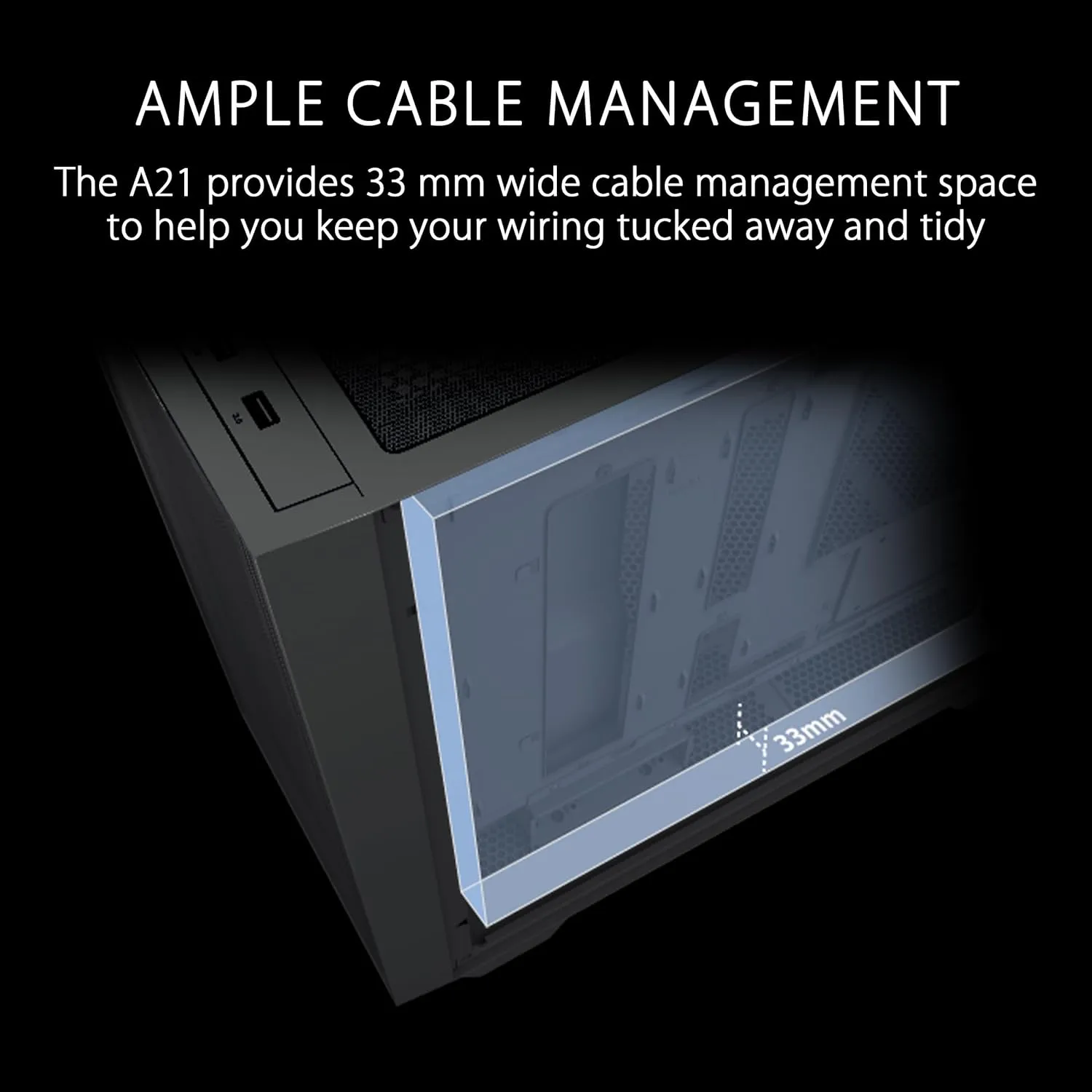 ASUS A21 Tempered Glass Side Panel Micro ATX (mATX) Gaming PC Casing | No Case Fans Included
