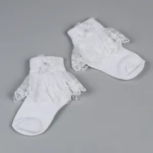 Baby Girl Lace Ankle Socks - White - Pex Snowdrop